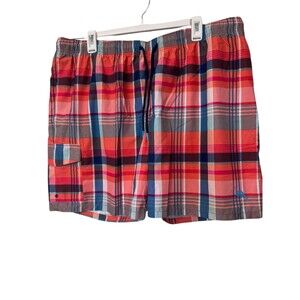 Tommy Bahama Swim Trunks Men's XXL Orange Plaid Board shorts Drawstring